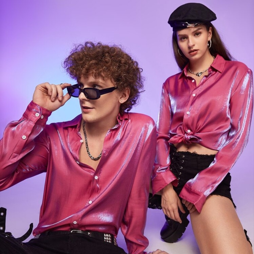 SHEIN Pink Button Down Shirt